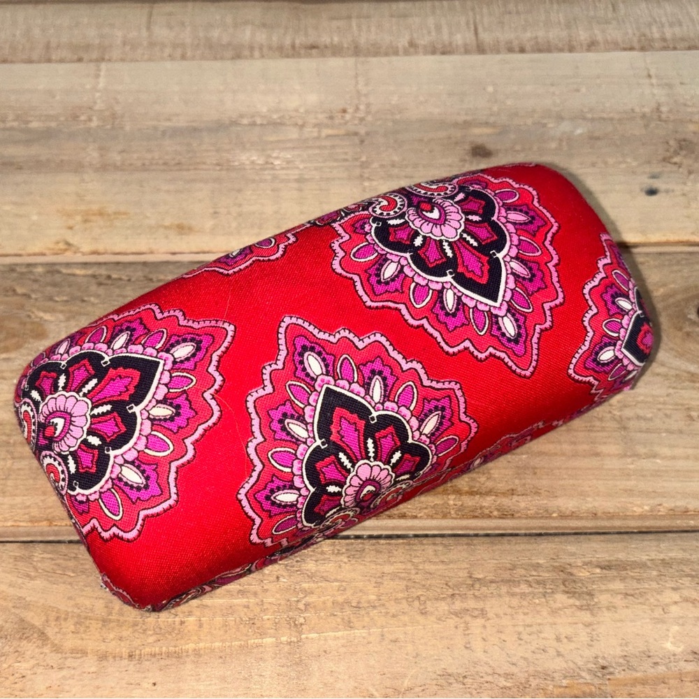 Vera Bradley Red and Pink Patterned Eyeglass Case